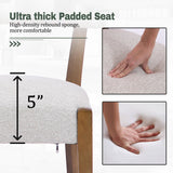 RNKSFX Wooden Dining Chairs Set of 8 Upholstered Kitchen & Dining Room Linen Fabric Chairs Mid Century Modern Dining Woven Chairs Low Back, Beige Fabric RNKSFX