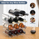 Plastic Water Bottle Organizer and Wine Rack Storage Holder,4 Tier 12 Containers Stackable Free-Standing Bottle Storage Rack for Kitchen Countertops, Table Top, Pantry, Bars, Cabinets, Fridge - Clear Benaep