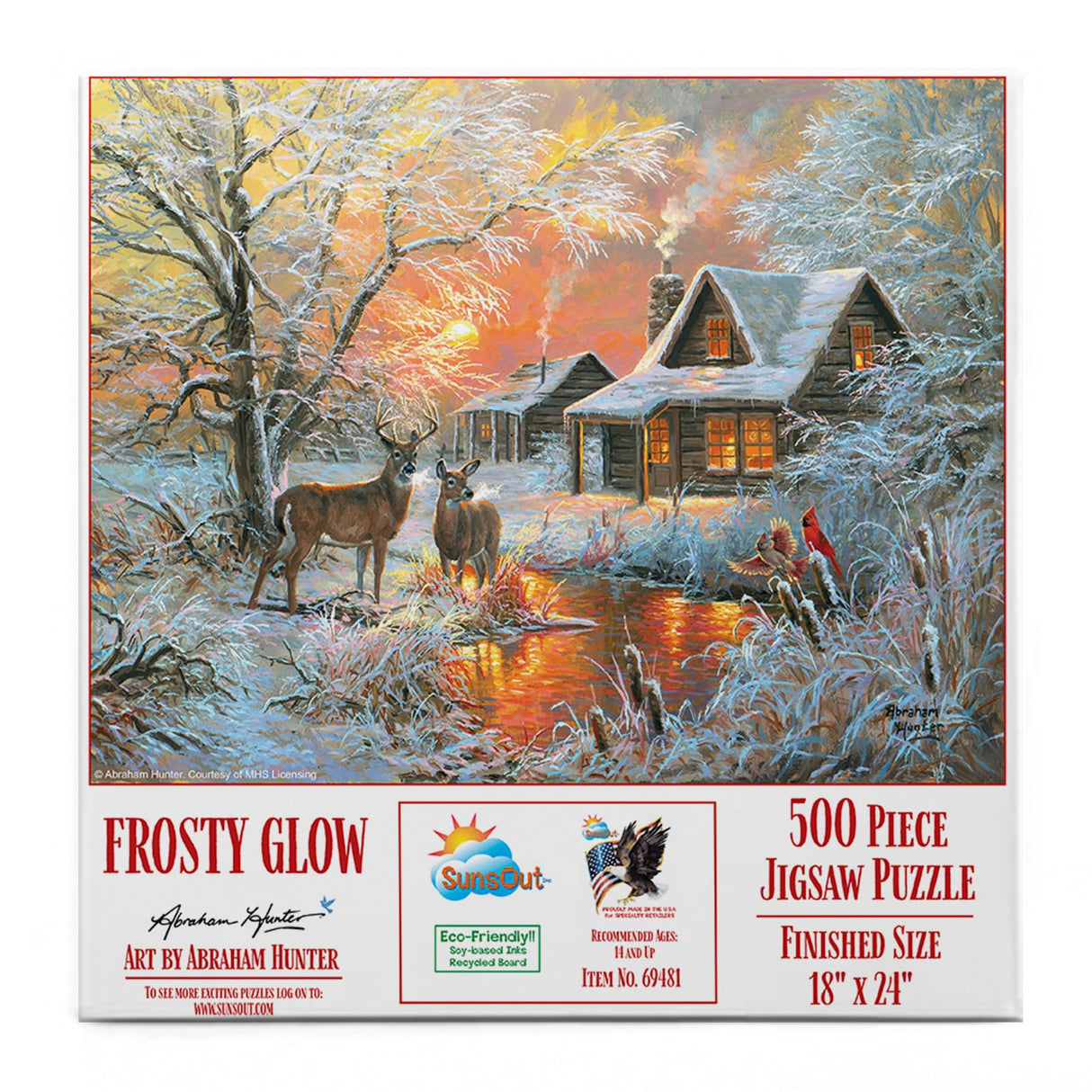 SUNSOUT INC - Frosty Glow - 500 pc Jigsaw Puzzle by Artist: Abraham Hunter - Finished Size 18" x 24" - MPN# 69481 SunsOut