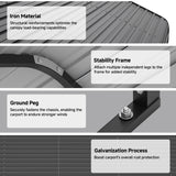 Real Relax 10x15ft Heavy Duty Metal Carport with Galvanized Steel Roof, Removable Sidewalls, Outdoor Car Port Shelter for Cars, Trucks and Boats, Gray Real Relax