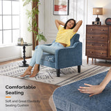 VINGLI Mid Century Modern Accent Chair,Navy Blue Chenille Chairs for Living Room Upholstered Armchair with Scooped Arms for Bedroom,Apartment,Studio,Office,Waiting Room VINGLI