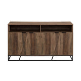 Walker Edison Angled Door Cabinet-Sideboard-Buffet with Open Shelf Storage, 58, Rustic Oak Walker Edison