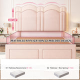 EnHomee Queen LED Bed Frame with 2 Storage Drawers,Upholstered Bed Frame Queen Size with Adjustable Cloud Headboard, Solid Wooden Slats, No Box Spring Required, Easy Assembly, Pink EnHomee