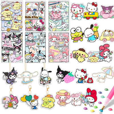 FFPTBNYX 27 Pcs Diamond Art Kits for Beginners, Cute DIY Diamond Arts Mosaic Kits & Stickers & Keychains.Arts and Crafts for Beginners, Gem Art As Ideal Gifts