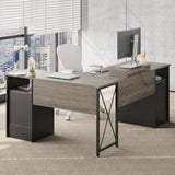 Bestier L Shaped Desk with File Drawers, 63" x 47" Office Computer Desk with Storage Cabinet, Corner Desk with Monitor Stand & Modesty Panel for Home Office, Dark Gray Bestier