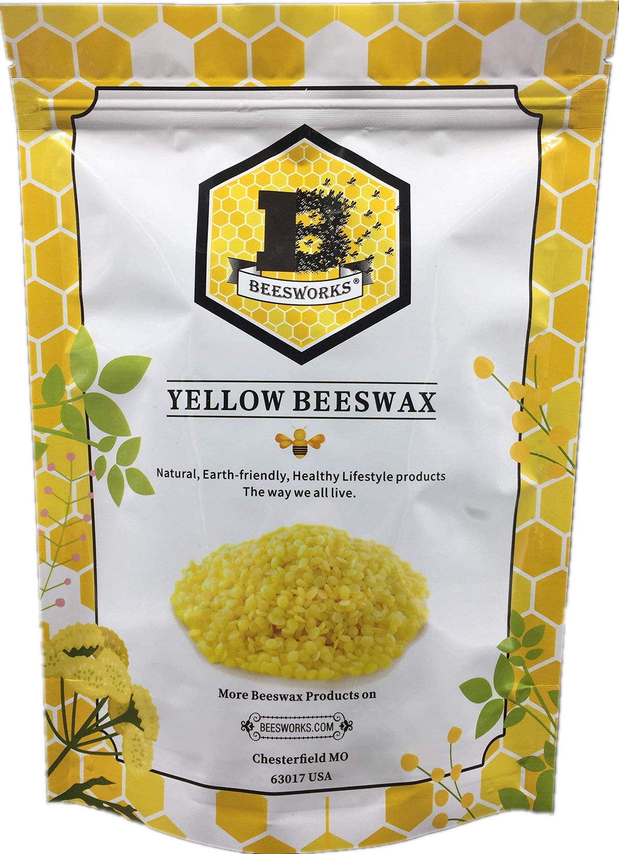 Beesworks Yellow Beeswax Pellets (1 lb) | 100% Pure, Cosmetic Grade, Triple-Filtered Beeswax for DIY Skin care, Lip Balm, Lotion, and Candle Making BEESWORKS