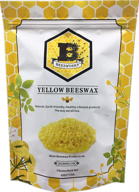 Beesworks Yellow Beeswax Pellets (1 lb) | 100% Pure, Cosmetic Grade, Triple-Filtered Beeswax for DIY Skin care, Lip Balm, Lotion, and Candle Making BEESWORKS