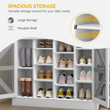 DWVO Farmhouse Hall Tree with Shoe Storage & Coat Rack Entryway Organizer with 18 Adjustable Shoe Cubbies 12 Hooks White Shoe Cabinet for Hallway DWVO
