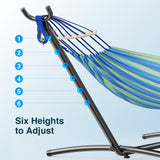 ANAGOO Double Hammock with Stand, 2 Person Hammock with Carrying Bag,Heavy Duty Portable,500 lb Capacity, Perfect for Both Indoors and Outdoors,Wide Blue ANAGOO