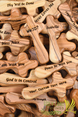 Generic Custom Personalized Olive Wood Comfort Cross, 4 Hand Held Cross, Prayer Palm Cross, Personalized Name Cross Gift for any age or Occasion One Side Engraving Generic