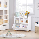 UTEX Toy Storage Organizer, Kids Bookshelf and Toy Storage with Legs, 5 Cube Storage Organizer, Children Bookcase for Kids Room, Living Room, Nursery,White UTEX