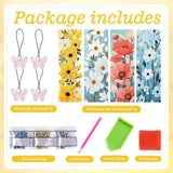 4pcs Flower Diamond Art Bookmarks Kit Floral Diamond Bookmarks for Adults 5D DIY Diamond Art Kit for Spring Reading Lover Book Lover Students DIY Gem Crafts Gift Cumule