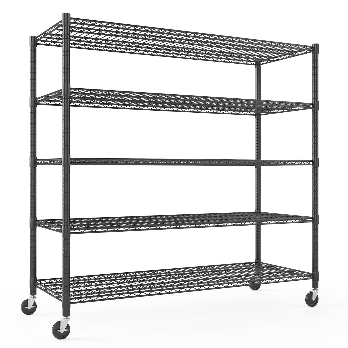 Himimi Storage Shelves 60"W Wire Shelving with Wheels 3250LBS Heavy Duty Metal Shelves for Storage, 5-Tier Adjustable Wire Rack Shelving Garage Shelving Kitchen Storage Shelves 24"Dx60"Wx82"H, Black Himimi