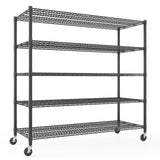Himimi Storage Shelves 60"W Wire Shelving with Wheels 3250LBS Heavy Duty Metal Shelves for Storage, 5-Tier Adjustable Wire Rack Shelving Garage Shelving Kitchen Storage Shelves 24"Dx60"Wx82"H, Black Himimi