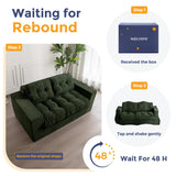 MAXYOYO Bean Bag Chair for Adults, Upholstered Floor Sofa with Armrests, Loveseat Boneless Couch with Tufted Cushion & Backrest, Sofa in A Box, Large Bean Bag Couch for Bedroom Living Room, Green MAXYOYO