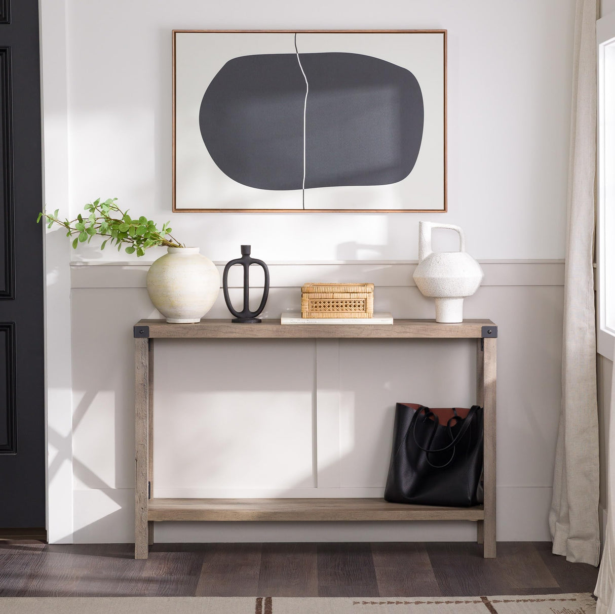 Walker Edison Sedalia Modern Farmhouse Metal X Entry Table, 46 Inch, Grey Walker Edison