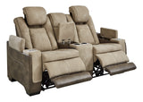 Signature Design by Ashley Next-Gen DuraPella Power Reclining Loveseat with Console & Adjustable Headrest, Sand Signature Design by Ashley