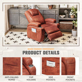 Flamaker Power Lift Recliner Chair Electric Lift Recliner for Elderly Power Lift Recliner Chair with Cup Holders Side Pockets for Living Room (Leathaire, Brown) Flamaker