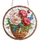 Yomiie Hanging Diamond Art Ornament Kits– DIY Double Sided Acrylic Sun Catcher with Flowers, Front Door Sign & Porch Decor, Crystal Diamond Painting Pendant for Home, Garden, Windows (8x8 inch) Yomiie