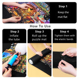 Sancallie Jigsaw Puzzle Mat Roll Up, 51"x34" Jigsaw Storage Felt Mat, Jigroll up to 2,000 Pieces, Gift Box with Drawstring Storage Bag, 3 Elastic Band, Hand Pump, Portable Puzzle mat Sancallie