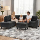 Trygoal L Shaped Couches for Living Room, Sectional Couch Living Room Furniture with Storage Ottoman, Modular Sectional Sofa with Movable Chaise for Apartment Office, Black Grey Trygoal