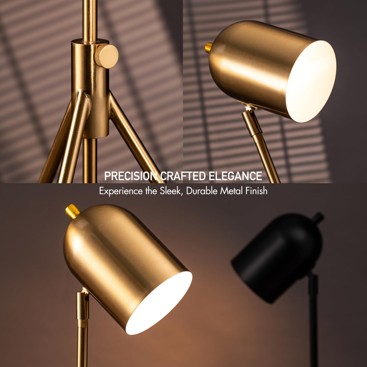 O'Bright Helios - Adjustable Tripod LED Floor Lamp, Dimmable, Swivel Head, Perfect for Reading and Task Lighting, Antique Brass O'Bright