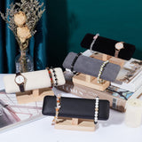 NBEADS Wooden Watch Display Stand, T-Bar Bracelet Holder Faux Suede Jewelry Organizer Holder Removable Bangle Pendants Anklet Tower Rack for Home Use, Retail Display Selling Gainsboro, 7.6x1.9x3.5inch NBEADS