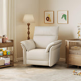 GarveeHome Power Recliner Chair Swivel Glider Upholstered Faux Leather Nursery Rocker Reclining Sofa Chair with Charging Port, Curved Armrests & Padded Backrest (White) GarveeHome