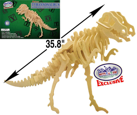 Matty's Toy Stop Deluxe Large 3D Dinosaur Wood Puzzle Craft Kits T-Rex Tyrannosaurus (35.8") & Stegosaurus (28.3") Gift Set Bundle - 2 Pack Matty's Toy Stop
