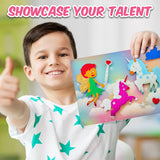 Playbees Foil Art Kit Unicorns & Princesses - Preschool Arts and Crafts Kit for Kids- No Mess Art for Boys & Girls Ages 4, 5, 6, 7, 8, 9 - DIY Creative Activity Art & Craft Activity Playbees