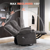 Massage Swivel Recliner Chair with Vibration Massage and Lumbar Heating for Adults,Oversized Rocker Recliner Single Sofa with Side Pocket,Two Cup Holders and USB Charge Port for Living Room MAHOMICO