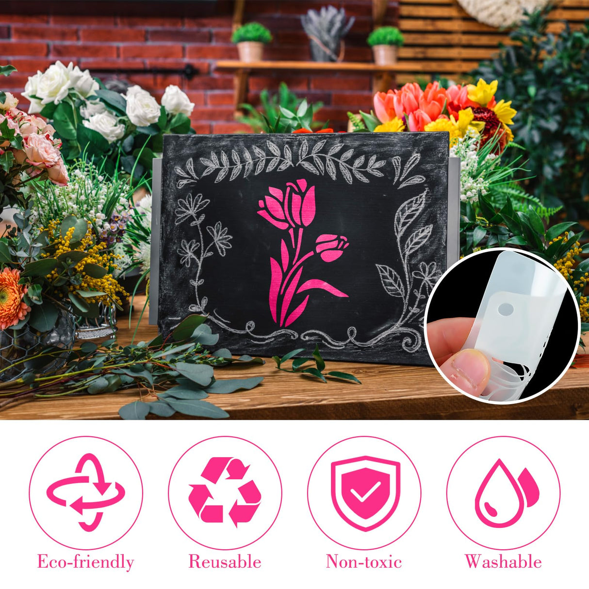 Ymapinc 20 Pcs 2.95 Inch Flower Stencils for Crafts, Rock Painting, Home Decor Ymapinc