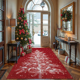Lahome Christmas Rugs 5x7 Area Rug Washable Rug for Bedroom, Red Soft Nursery Rug Non-Slip Stain Resistant Living Room Rugs, Christmas Tree Print Holiday Decor Untra-Thin Carpet for Office Lahome