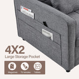 HAOMARKETS 3 in 1 Convertible Sleeper Sofa Bed, Loveseat Chaise Lounge with Pullout Bed, 2-Seater Futon Couches with Storage Pockets, 3-Level Adjustable Backrest and Pillows for Living Room，Grey HAOMARKETS