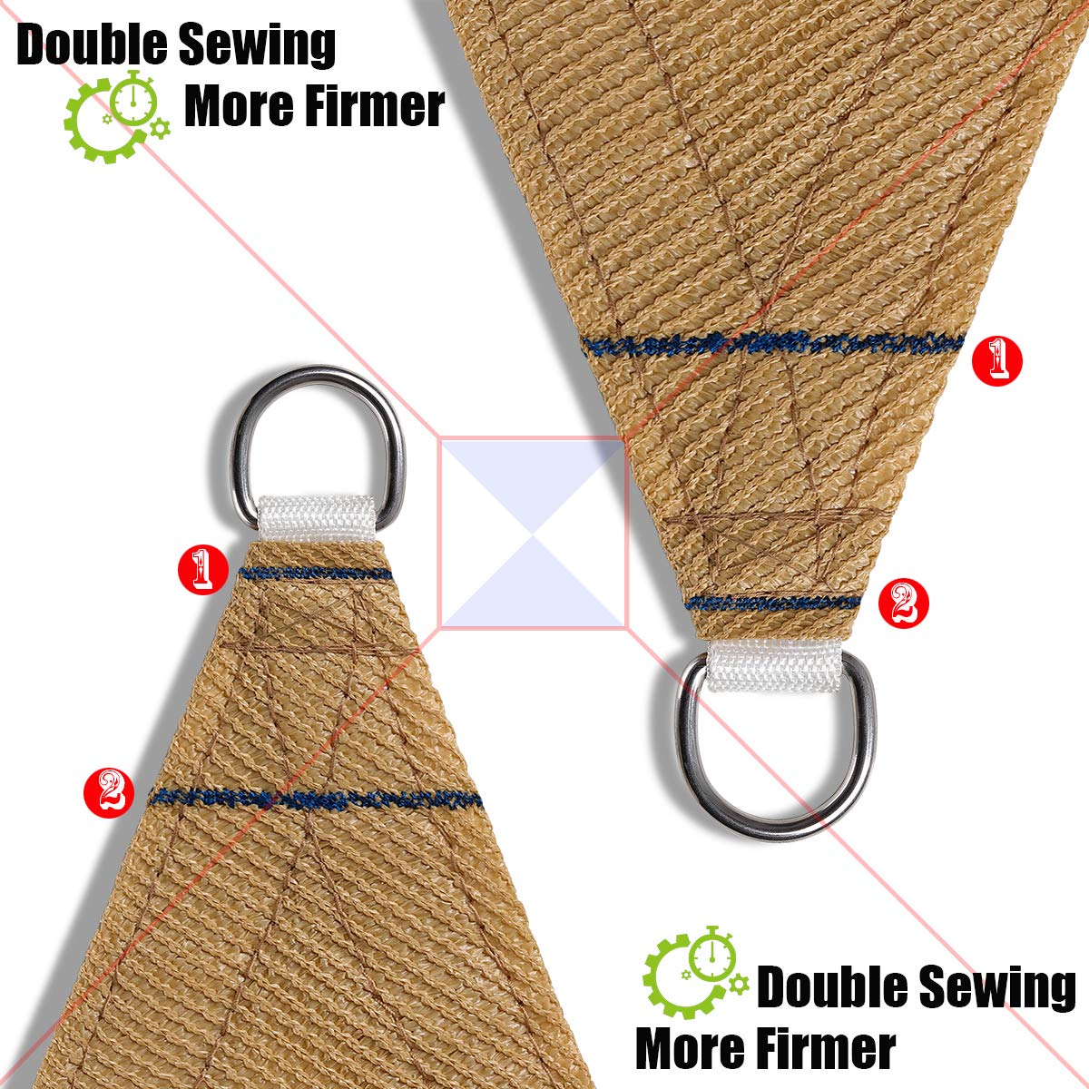 Patio Sun Shade Sail Canopy, 16' x 20' Rectangle Shade Cloth UV Block Sunshade Fabric - Outdoor Cover Awning Shelter for Pergola Backyard Garden Yard (Sand Color) DIIG