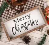 FESTWIND Christmas Tiered Tray Decor, Merry Christmas Block Sign Embossed Metal With Wood Frame - Shelf, Mantel, Home Decor - Rustic Farmhouse Christmas Decoration FESTWIND