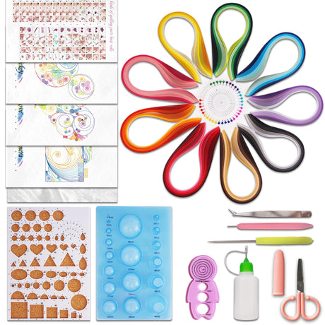 Halandar Paper Quilling Tools Set 24 pcs with 45 Colors 900 5mm Quilling Strips for Quilling Beginners and Paper Art Craft Lovers, DIY Handcraft Quilling Set Halandar