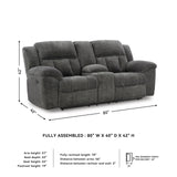 Signature Design by Ashley Frohn Contemporary Manual Reclining Loveseat with Console with Console, Storage and Cup Holders, Gray Signature Design by Ashley