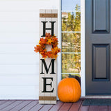 Glitzhome Wooden Welcome Home Porch Sign with Interchangeable Wreaths for Front Door, Vertical Farmhouse Standing Home Sign, Hanging Sign for Year Spring Fall Thanksgiving Christmas, 42”H, White glitzhome