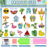 Tellegloww 24 Pcs Refrigerator Diamond Painting Magnets Sea Beach Diamond Art Magnets Kits Tropical Hawaiian Fridge Stickers for Adults Kids DIY Home Decor(Ball) Tellegloww