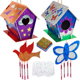 Kids Crafts for Ages 6-14, 2 Pack Montessori Bird House/Foil/Wind Chime/Stickers, Genius Designer DIY Birdhouse Wooden Art Set, Idea Birthday for Girl Boy Children 6 7 8 9 10 Year Old Jamboa