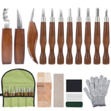 Wood Carving Tools, Hexola Wood Carving Kit 26-In-1 Whittling Kit- Includes Walnut Handle Wood Carving Knife,Whittling Knife, Hook Knife, Cut Resistant Gloves, Wood Carving Kit For Beginners Hexola