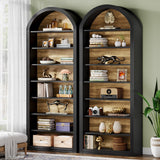 Tribesigns 79.5" Tall Arched Bookshelf, 8-Tier Modern Black Arched Bookcase with Storage Shelves, Floor Standing Wood Display Shelving Unit, Set of 2 Tribesigns
