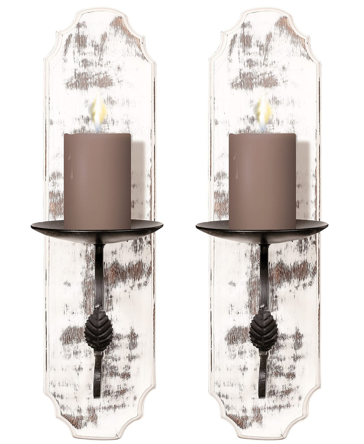 Wallmounted Pillar Candle Sconce,Wall Mount Rustic Candleholders, Wood Candle Holders,Floating Shelves,Hanging Shelf,Farmhouse Wall Décor,Large Wooden Handmade Sconces-15.5x4x6 White Wash Set of 2 Bedding Craft