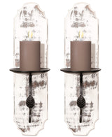 Wallmounted Pillar Candle Sconce,Wall Mount Rustic Candleholders, Wood Candle Holders,Floating Shelves,Hanging Shelf,Farmhouse Wall Décor,Large Wooden Handmade Sconces-15.5x4x6 White Wash Set of 2 Bedding Craft