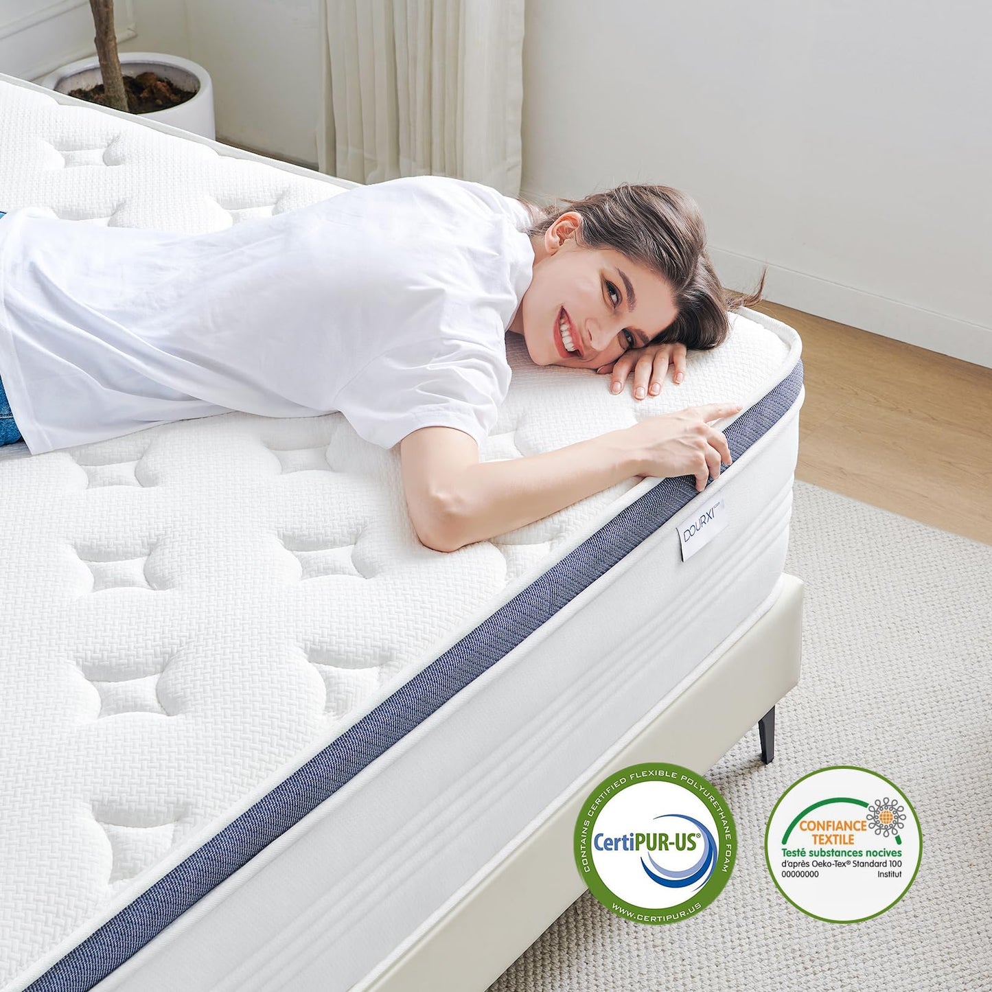 Dourxi King Size Mattress, 14 Inch King Mattress in a Box with Gel Memory Foam, Individually Pocketed Springs for Pressure Relief and Back Pain Relief-Plush