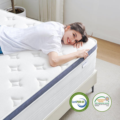 Dourxi Full Size Mattresses, 14 Inch Full Mattress in a Box with Gel Memory Foam, Individually Pocketed Springs for Pressure Relief and Back Pain Relief-Medium Plush