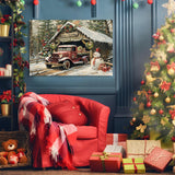 Christmas Diamond Painting Kits for Adults Beginners,DIY Winter Red Truck Diamond Art,5D Full Round Drill Diamond Dot Gem Art Kits, Home Wall Decor 16x12 Inch AREOPNMG