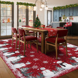 9x12 Washable Area Rug for Holiday Non Sliip Christmas Bedroom Rugs Xmas Decoration Large Dining Room Throw Carpet Low Pile Stain Resistant Snowflakes Christmas Area Rugs for Nursery Home Office, Red GarveeHome