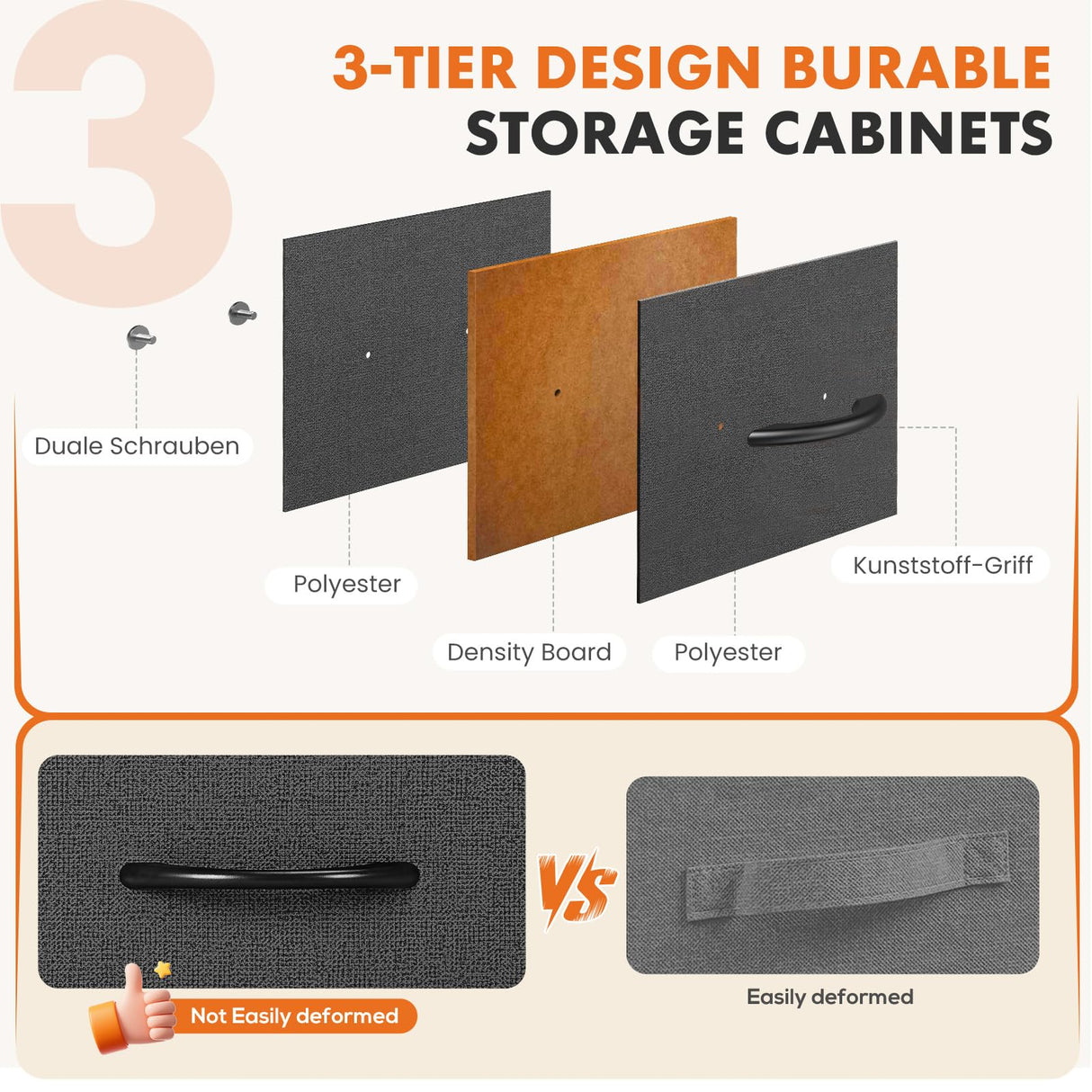 Sweetcrispy 5 Drawer Dresser with Fabric Bins, Sturdy Steel Frame and Wood Top, Storage Organizer Chest for Bedroom, Closet, Hallway, Gray Sweetcrispy